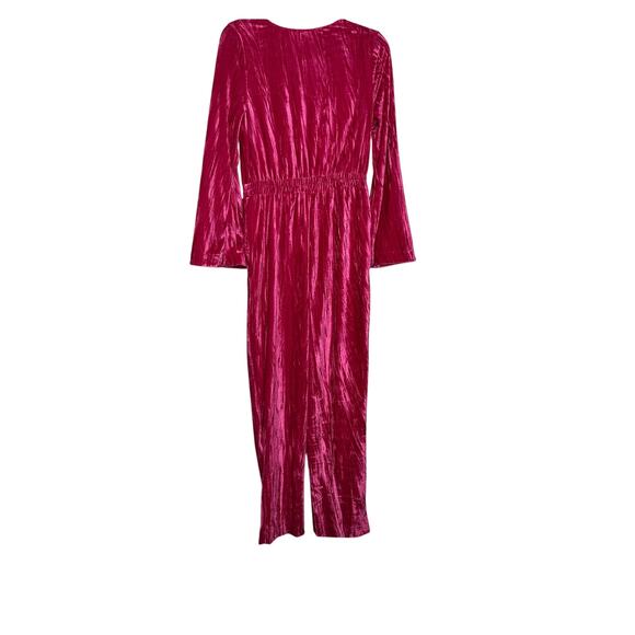 A New Day Pink Velet Jumpsuit with Bell Long Sleeve -Medium - Picture 2 of 9